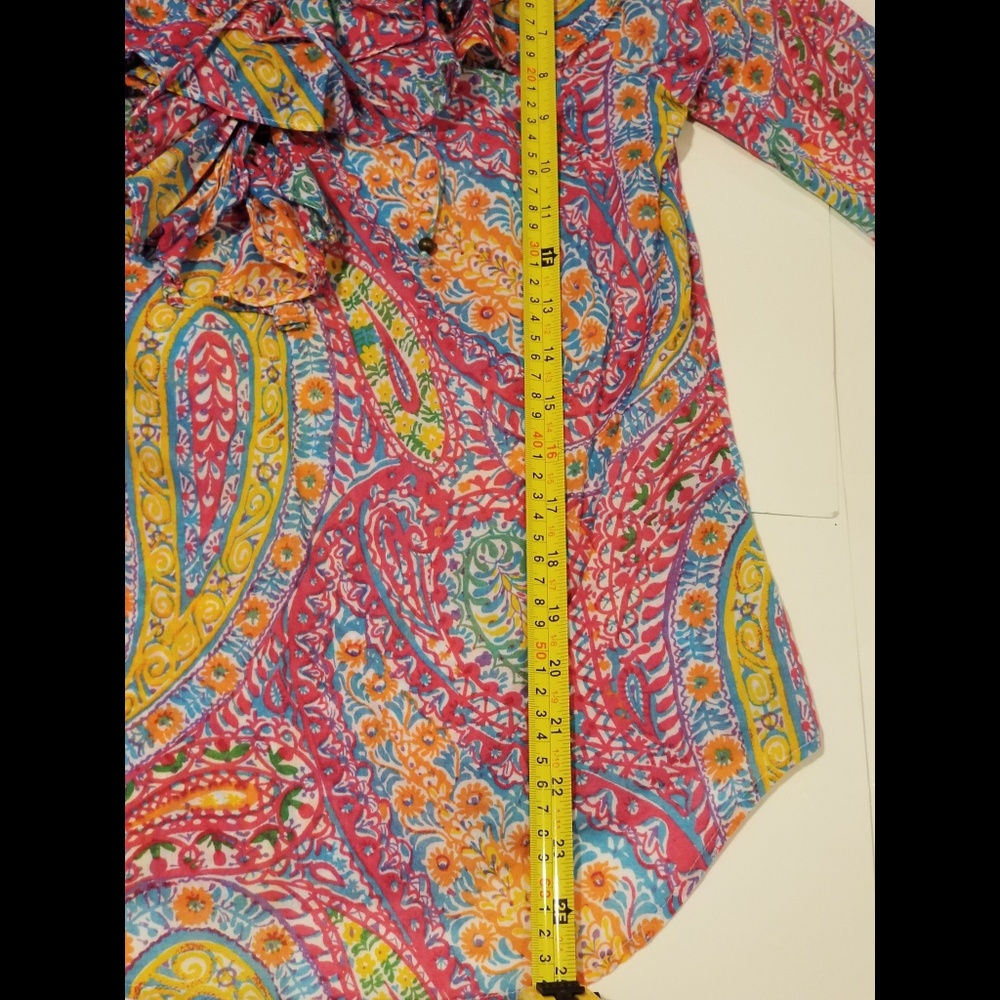 LAUREN RALPH LAUREN PAISLEY RUFFLE NECKLINE top - Picture 6 of 8